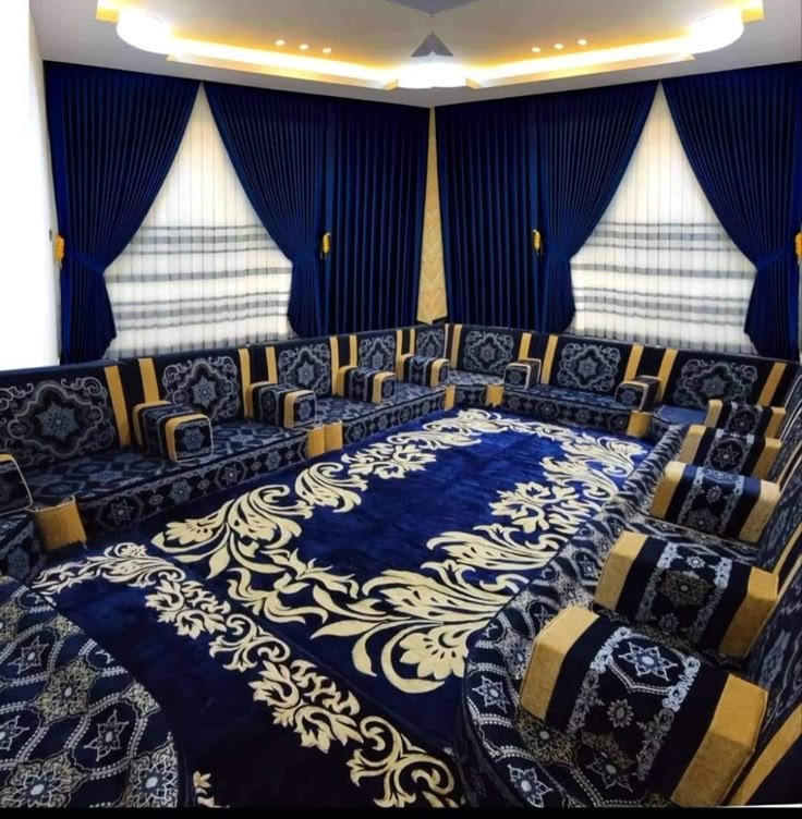 Modern Living Room with Arabic Majlis Floor Sofa and Islamic Decor