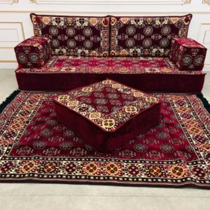 Majlis sofa set with cushions and carpet – 8 inch Arabic seating
